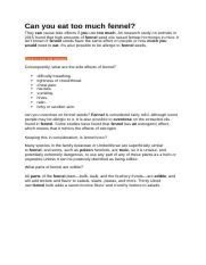 Can you eat too much fennel