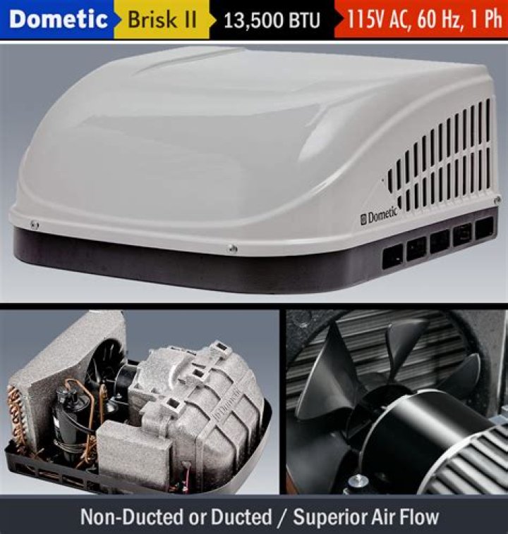 How big is a brisk II RV air conditioner?