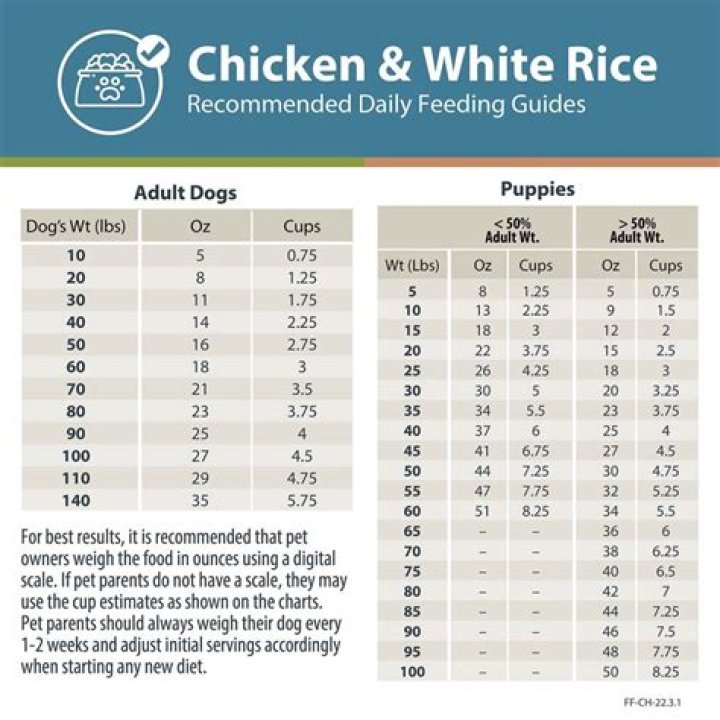 How Much Chicken And Rice For Dog By Weight