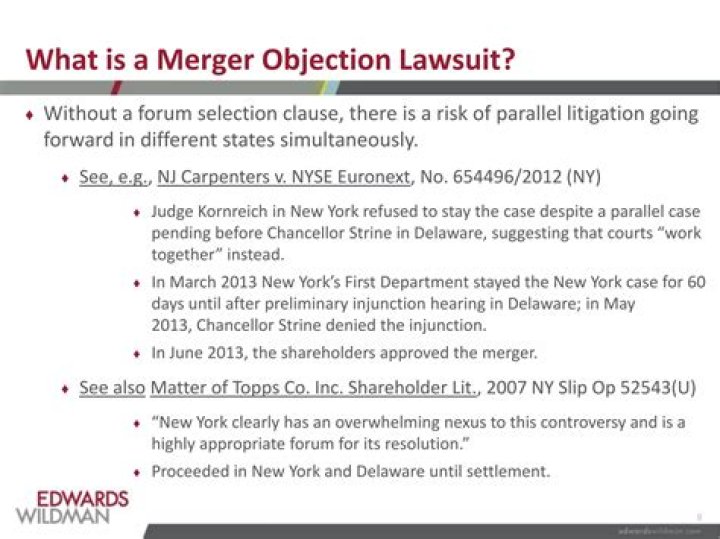 Merger Objection Lawsuit - How To Discuss