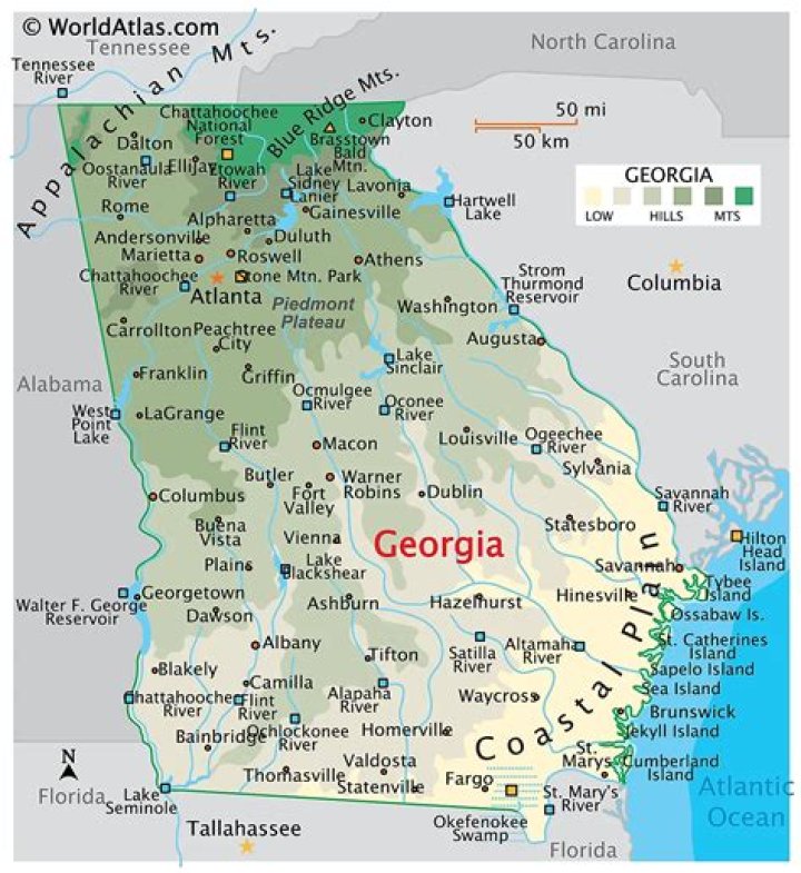 What cities are in the Ridge and Valley region of Georgia