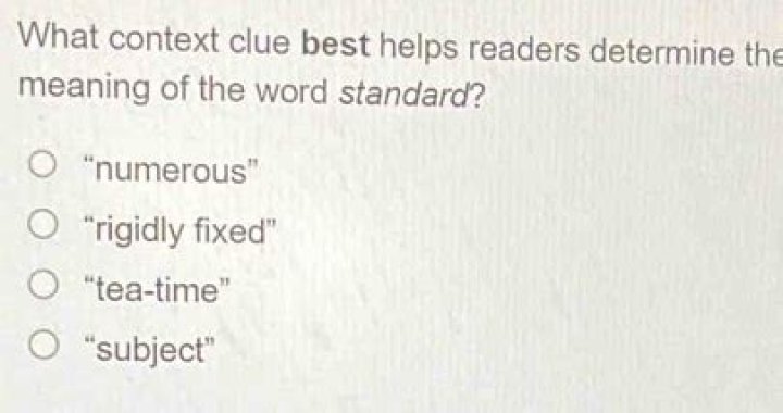 What context clue best helps readers determine the meaning of the word standard