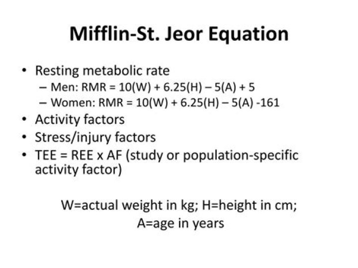What is Mifflin St JEOR equation