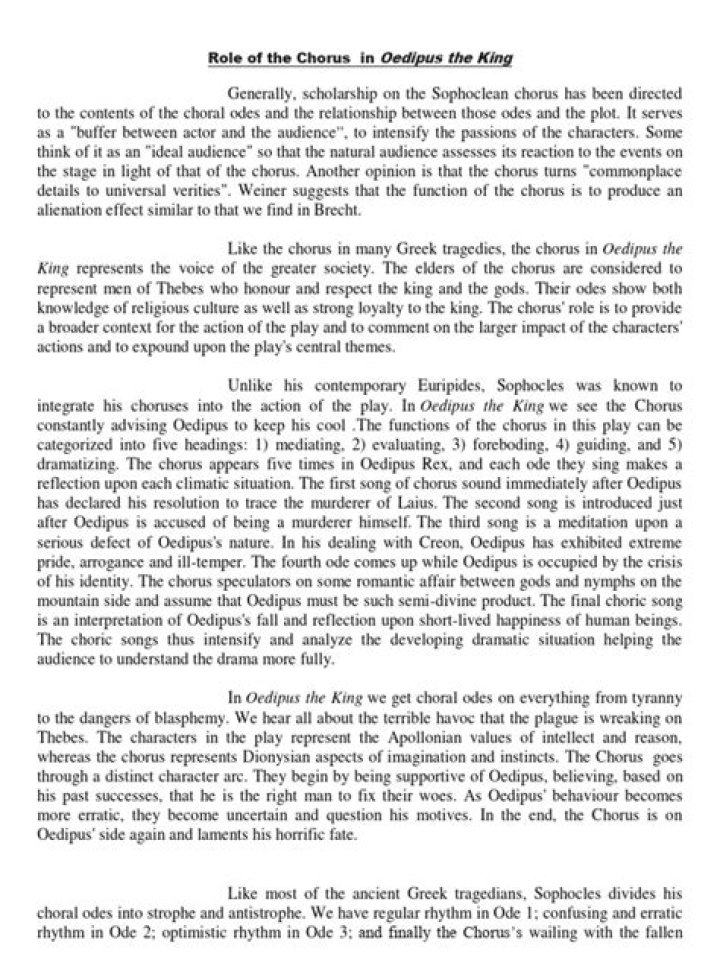 What is the purpose of the chorus in Oedipus