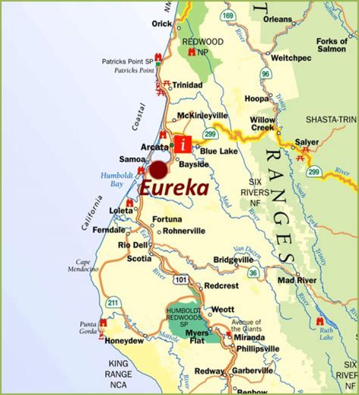 What is there to see between Eureka and San Francisco