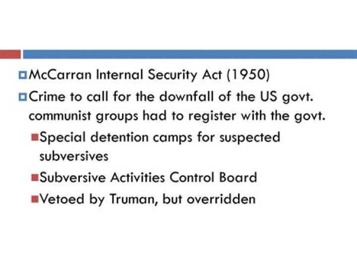 What was the McCarran Internal Security Act of 1950