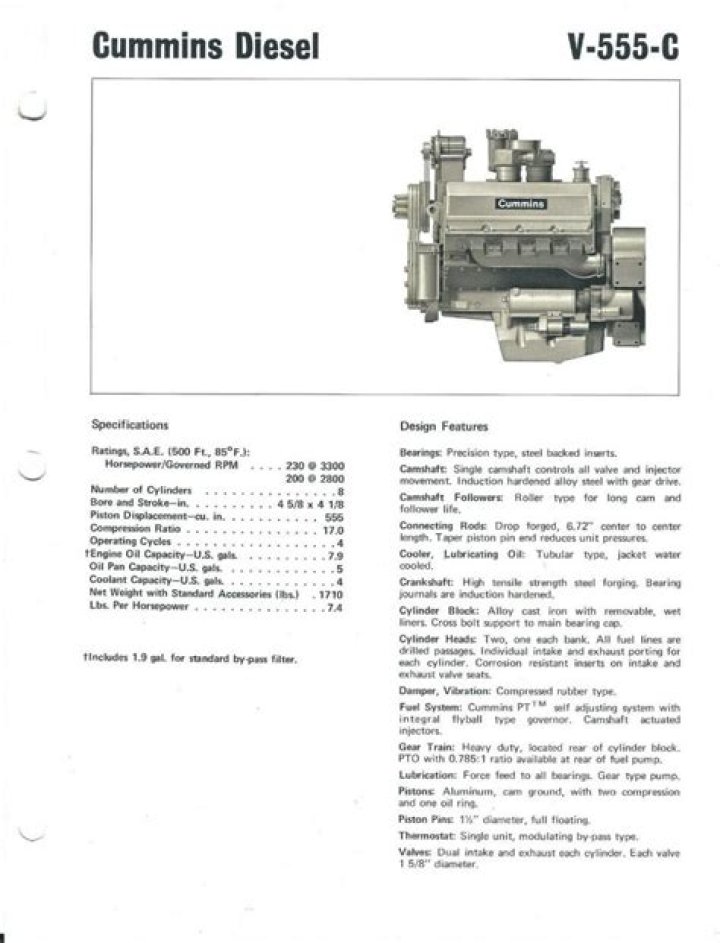 When was the Cummins v-555 diesel engine made?