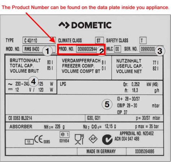 Where can I find a Dometic product number?
